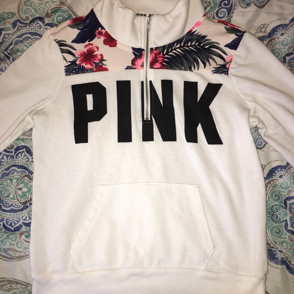 PINK: white/light pink tropical quarter zip